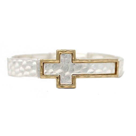 Cast Cross Textured Metal Bracelet - Picture 2 of 2